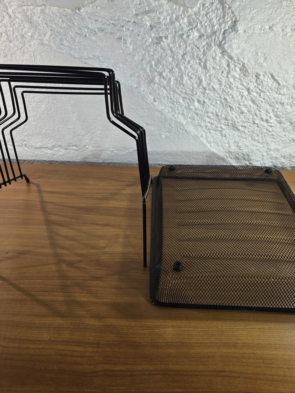 Black Mesh Desk Organizer Set - Multi-Tier Vertical File Rack & Letter Tray